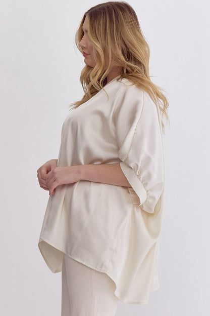 Plus Satin Ivory Top