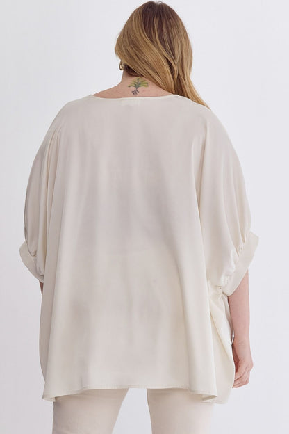 Plus Satin Ivory Top