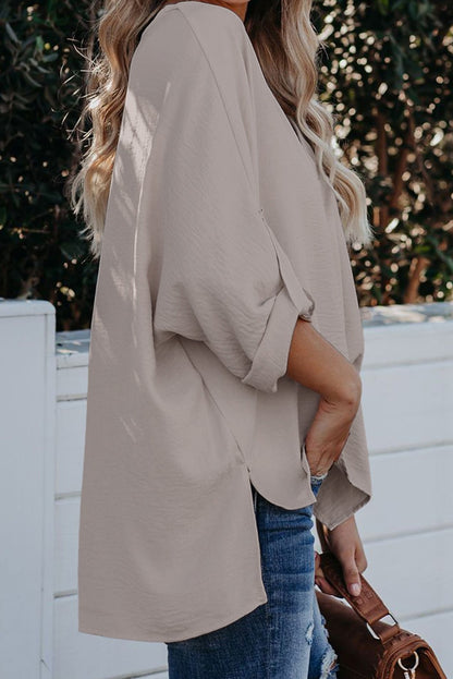 V Neck Top Khaki