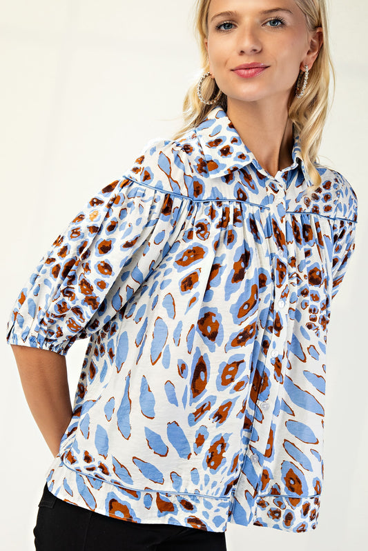 Leopard Button Blouse