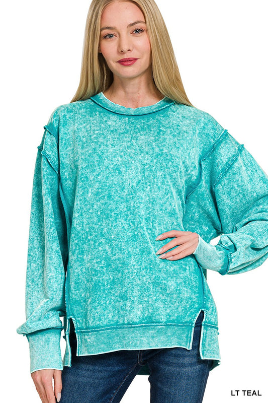 Acid Wash Sweatshirt Lt Teal
