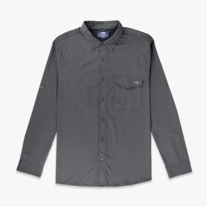 AFTCO LS Button Down Palomar Tech Charcoal