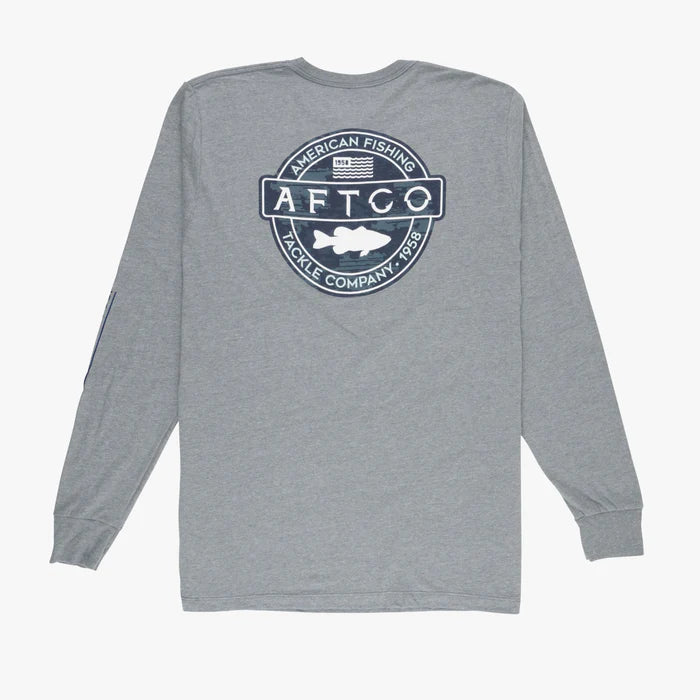 AFTCO LS TShirt Bass Patch Graphite
