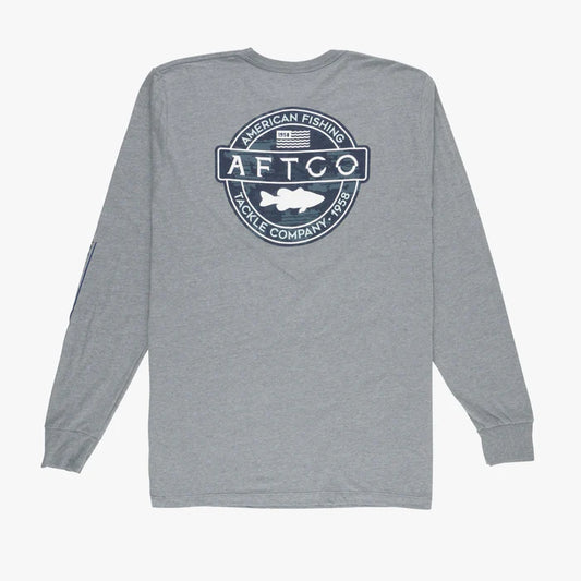 AFTCO LS TShirt Bass Patch Graphite