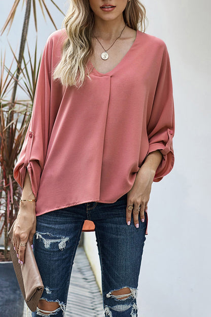 V Neck Top Pink