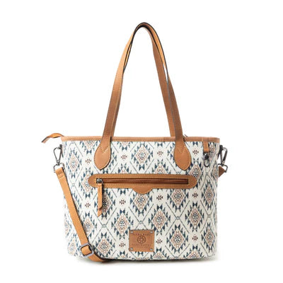 Myra Desert Sky Star Tote Bag In Off White and Gray