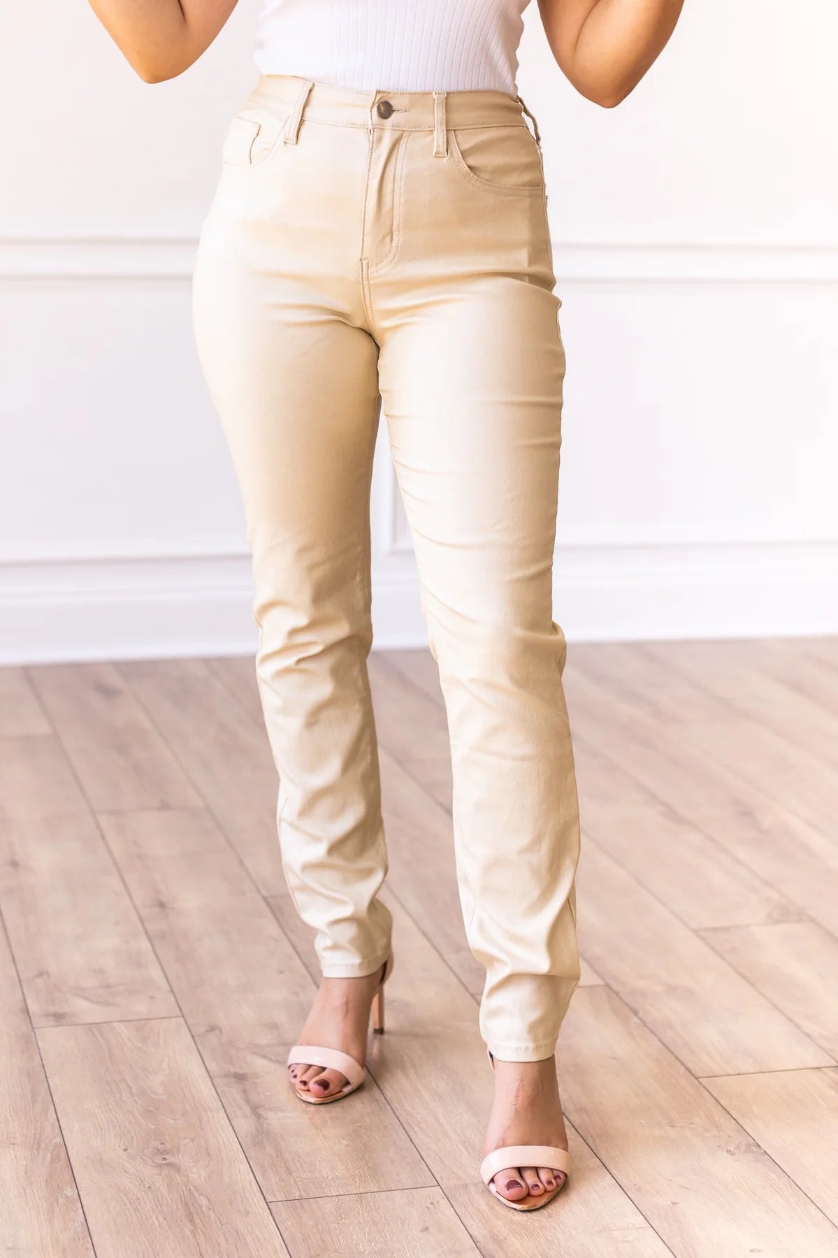 Plus Metallic Gold Skinny Jeans