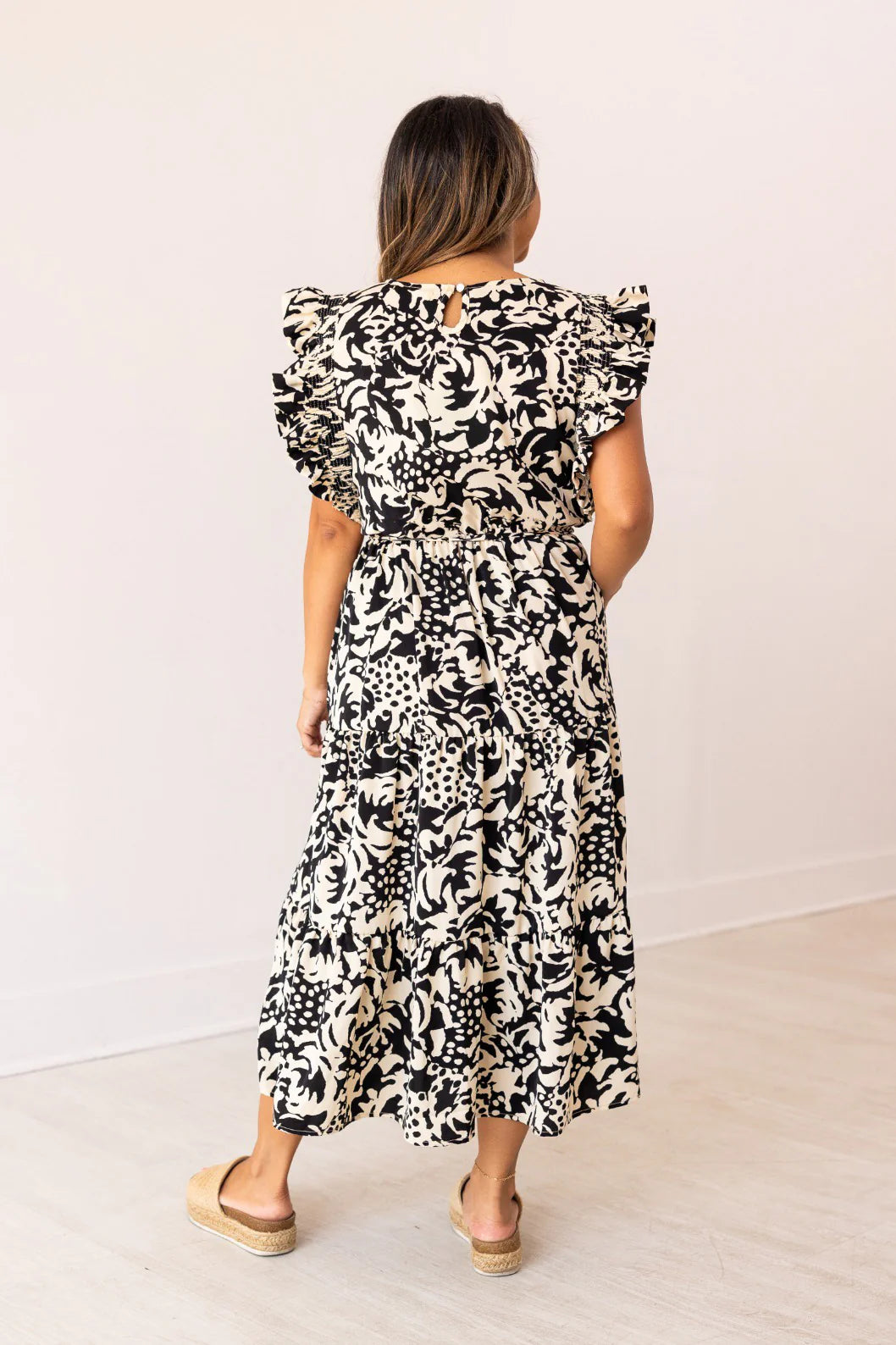 Plus Beige and Black Abstract Dress
