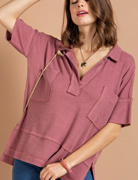 Plus V-Neck Sweatshirt Mauve