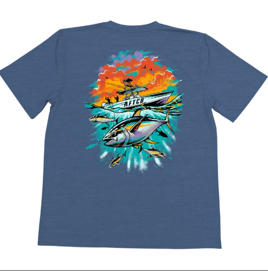 AFTCO Youth T-Shirt Leader Navy Heather