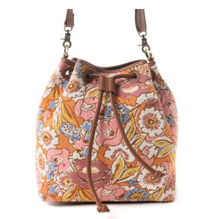 Myra Pastel Desert Sunrise Bucket Bag In Brown