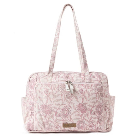 Myra Royal Damask Diaper Bag In Pink