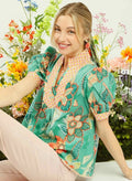 Mixed Abstract Blouse Green Mix