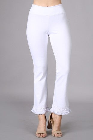 Cropped White Ponte Fabric Pants