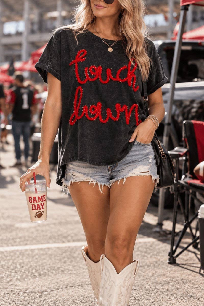 Touchdown Sparkly Washed Top