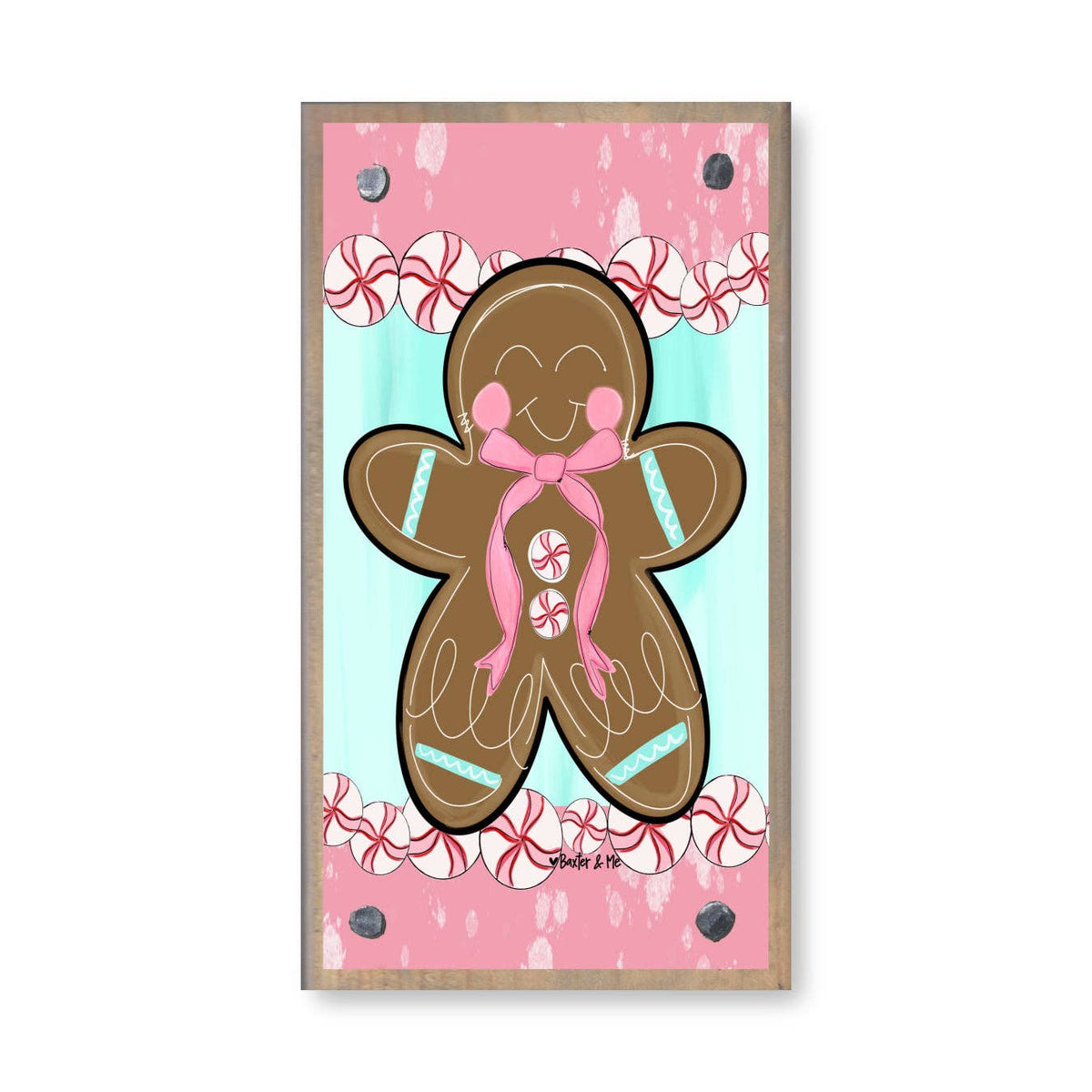 Pink Peppermint Gingerbread Driftwood Happy Block