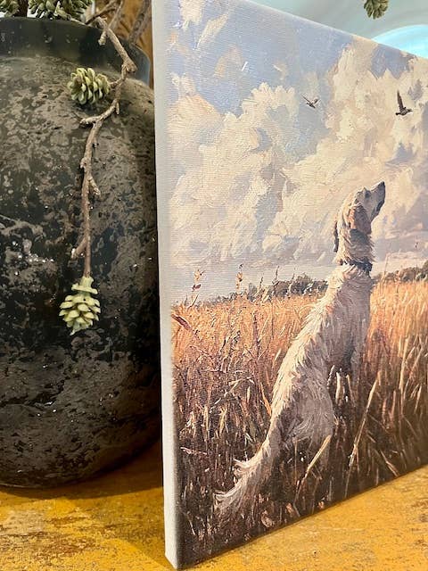 Hunting dog canvas art print, Father's Day gift, bird dog: 10x10
