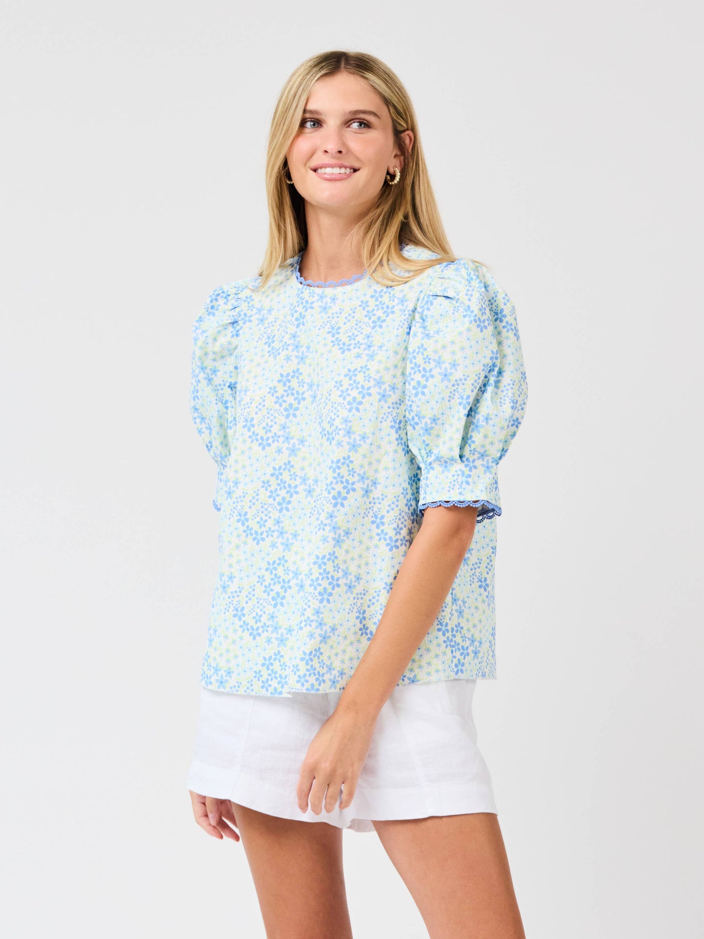 Thea Top, Larkspur Fields Blue
