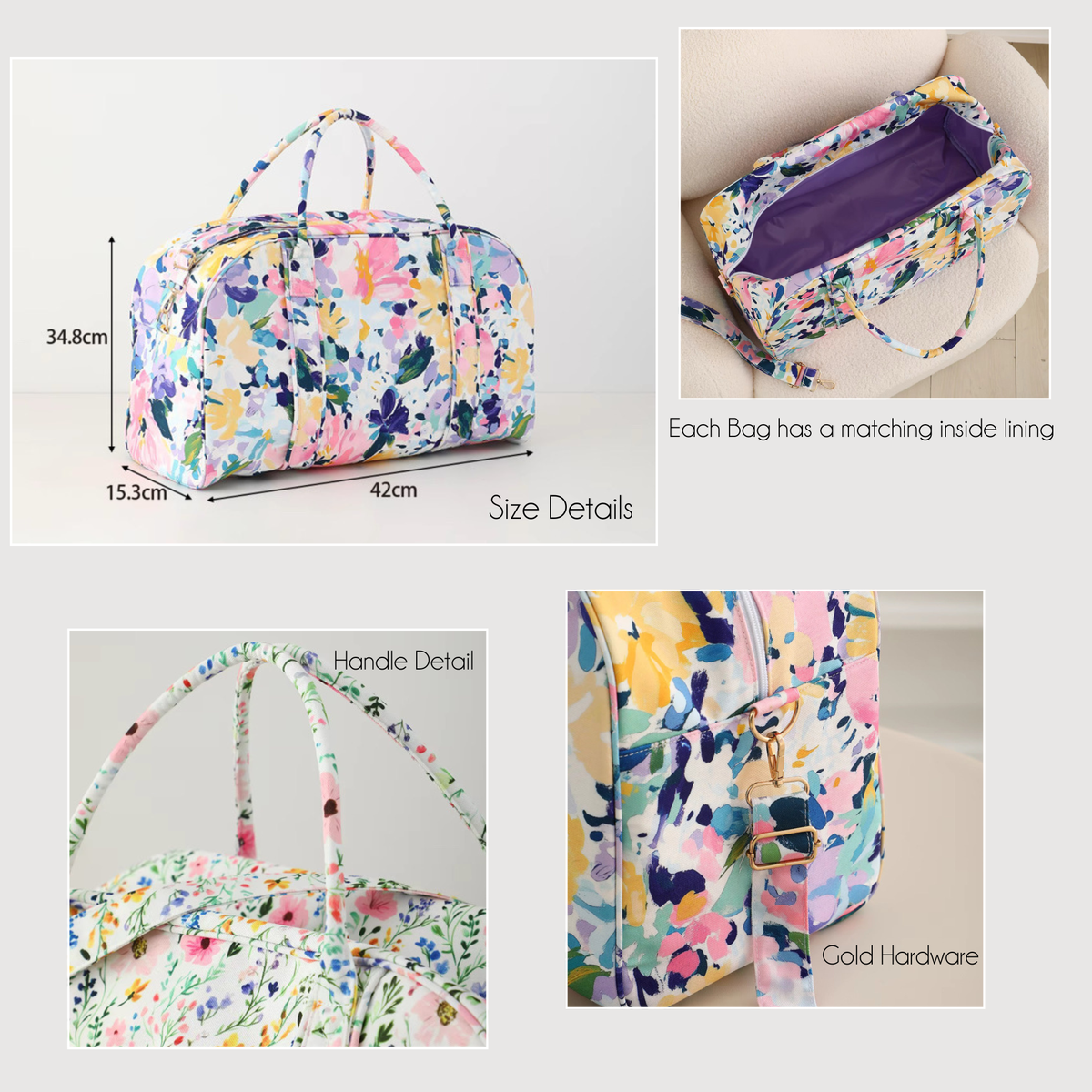 Floral Weekender Bag Rosy Garden