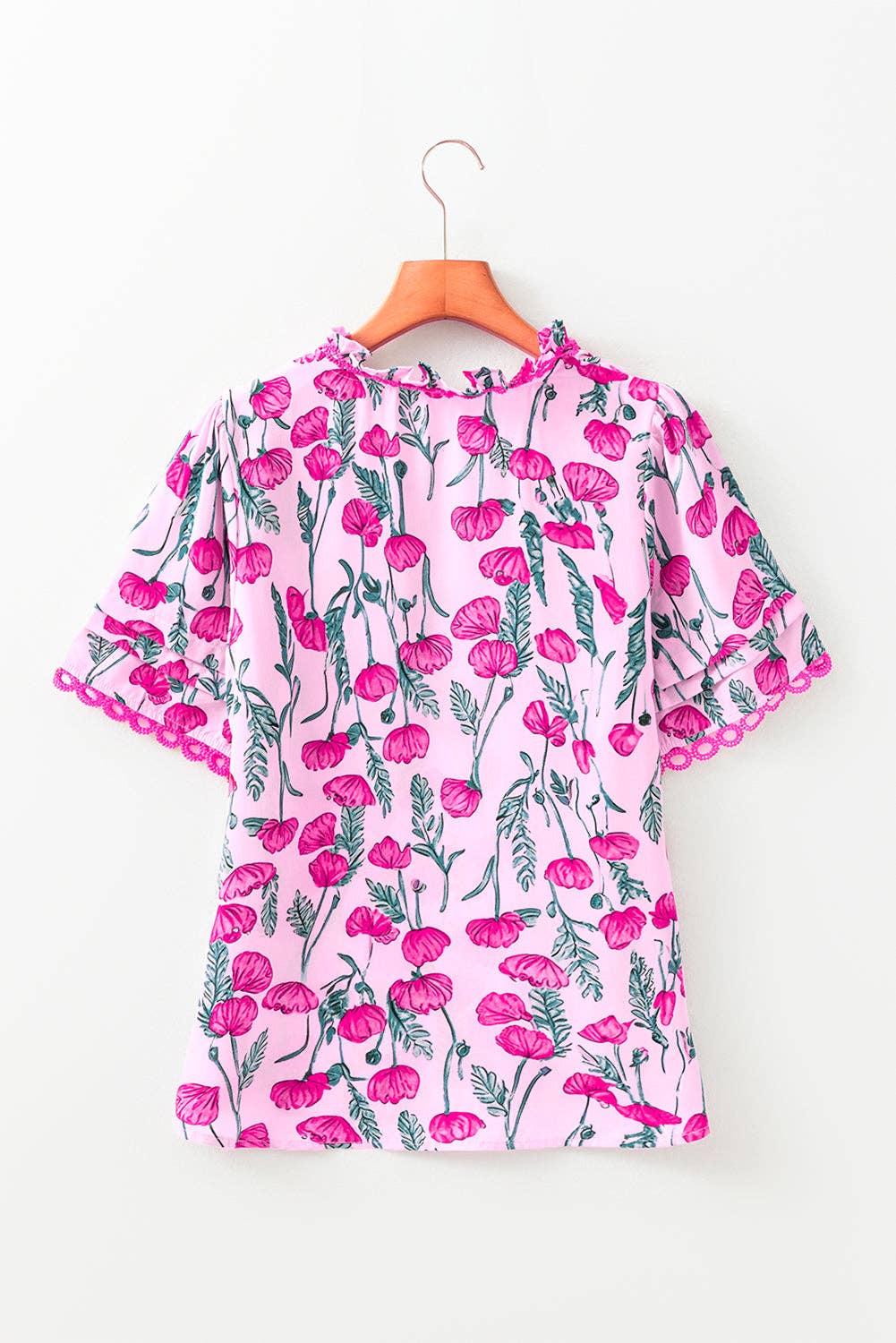 Floral Lace V-Neck Short Sleeve