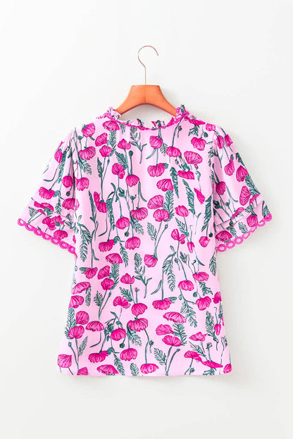 Floral Lace V-Neck Short Sleeve