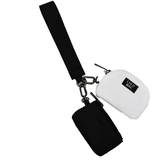 Double Pouch Wristlets, Blk/White