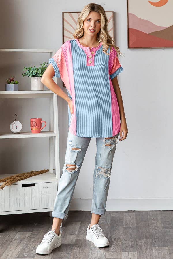 Plus Women's Ribbed Twist Top