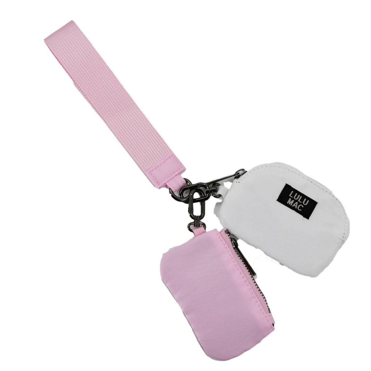 Double Pouch Wristlet, Pink/White