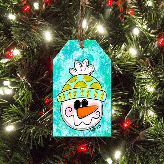 Happy Snowman Tag Ornament