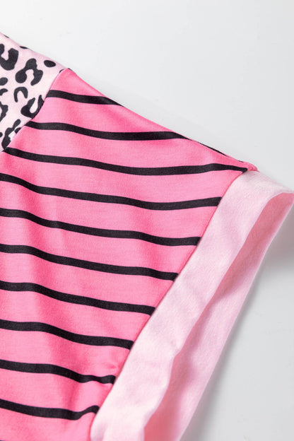 Leopard Striped Side Slit Loose SS Top