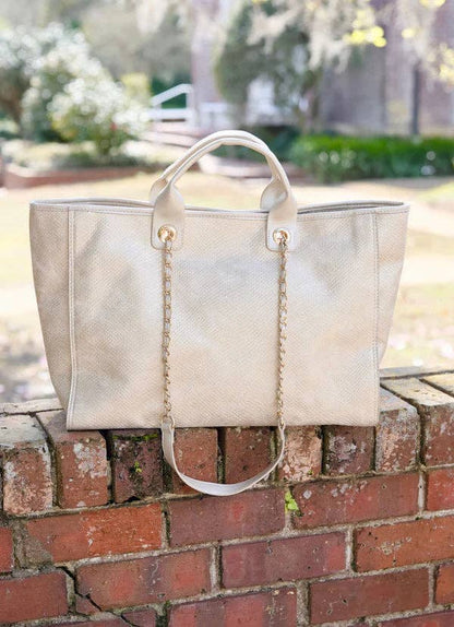 Caroline Hill Melissa Champagne Tote Bag