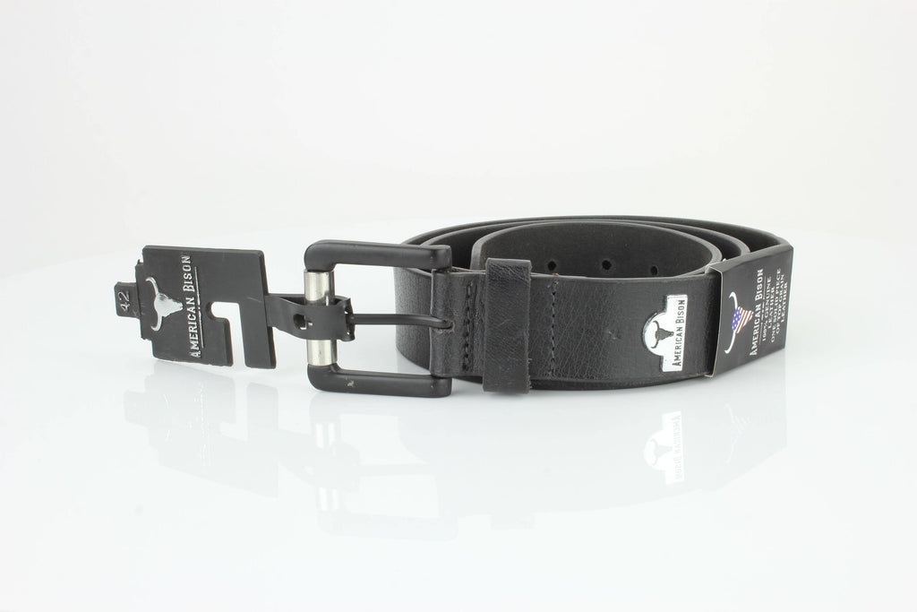 Full Grain Leather Belt with Bison Medallion Brown