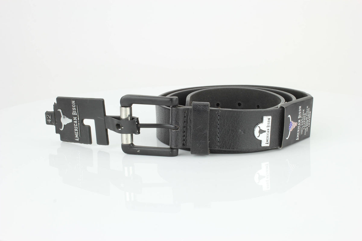 Full Grain Leather Belt with Bison Medallion Brown