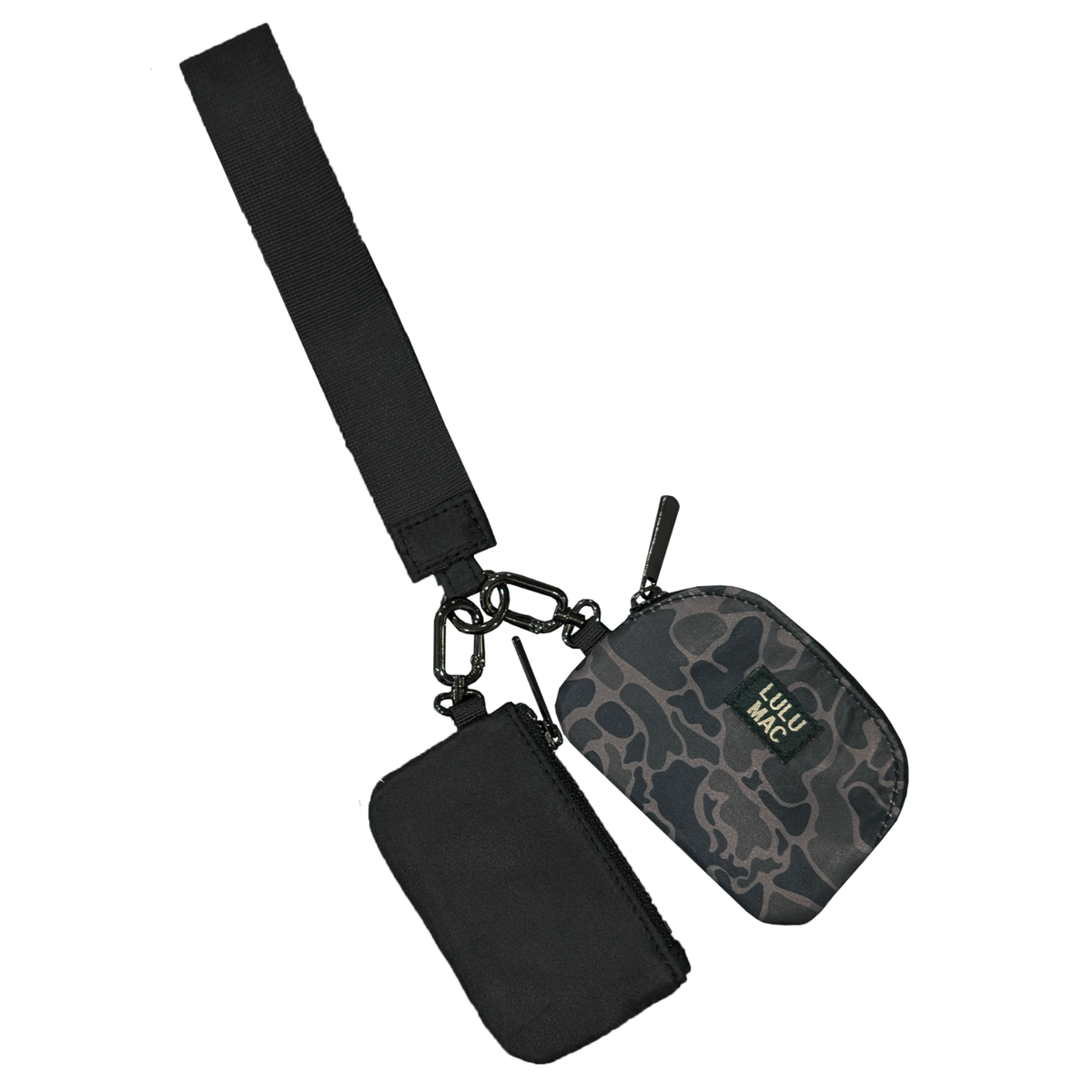 Lulu Mac Double Pouch Wristlet Black Camo