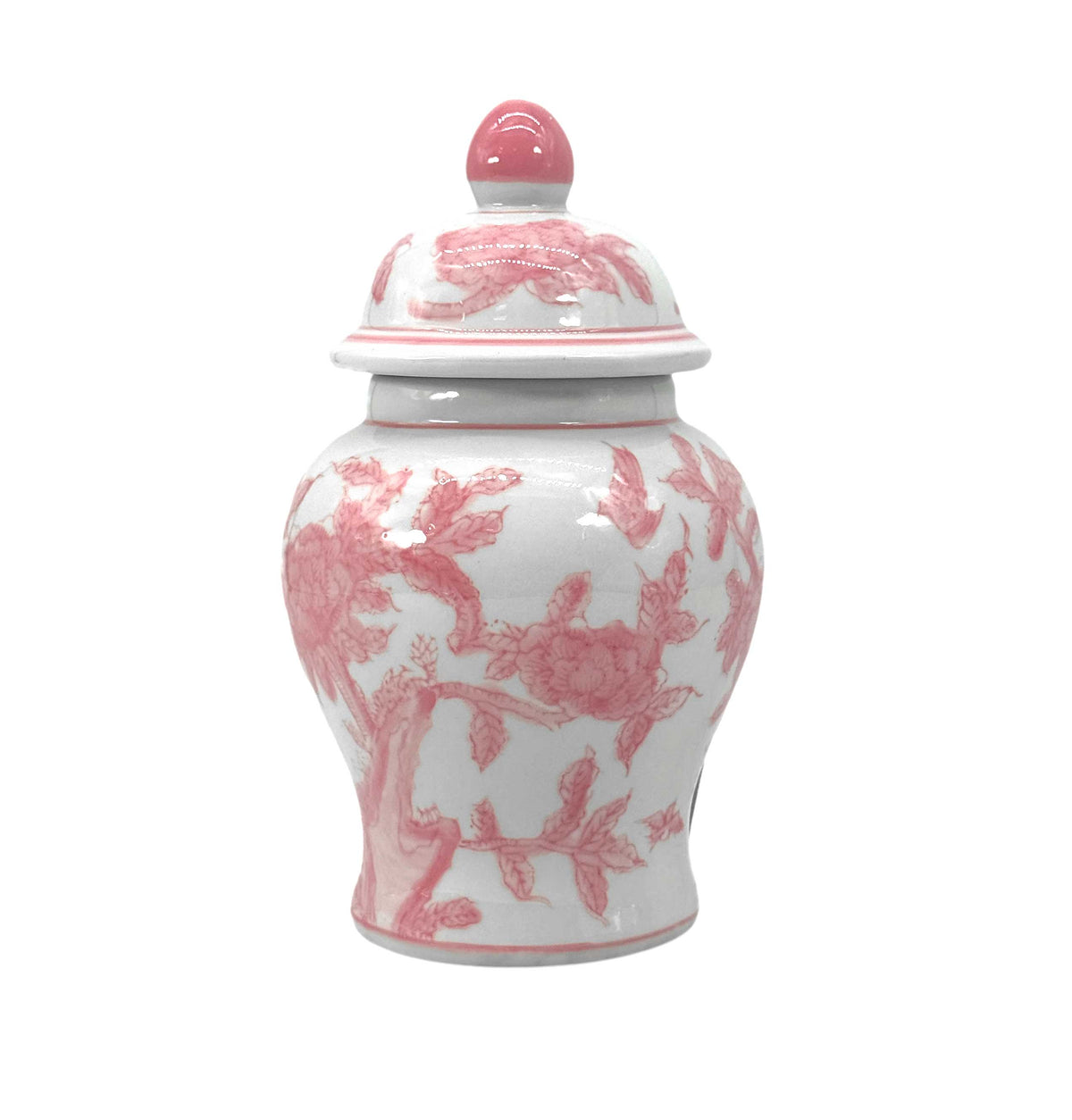 Chinoiserie Pink Decorative Ginger Jar 8"