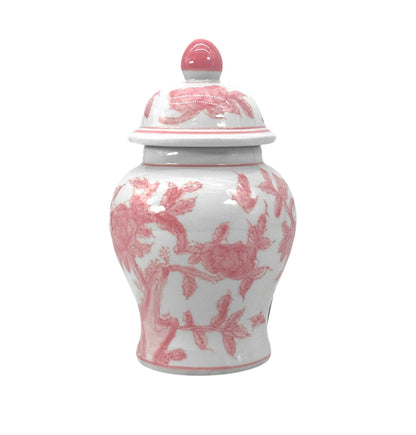 Chinoiserie Pink Decorative Ginger Jar 8"