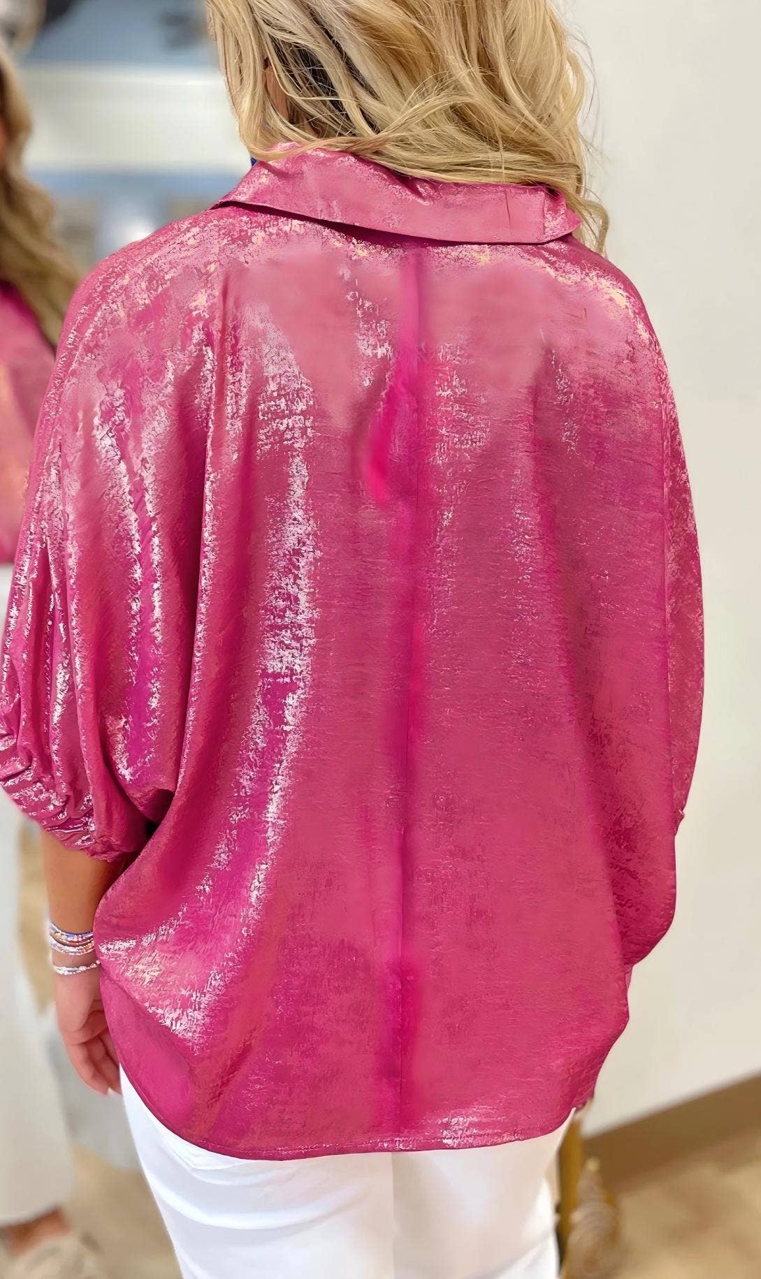 Collared Metallic Top