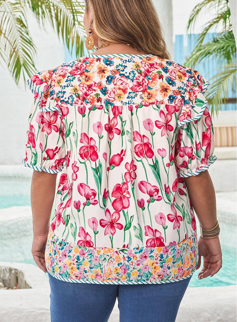 Plus Size Floral Print Blouse