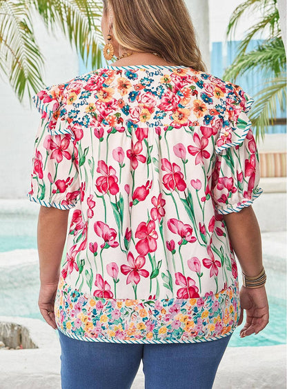 Plus Size Floral Print Blouse
