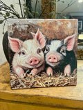 Pig canvas art print, farm animal art for children's room: 10x10