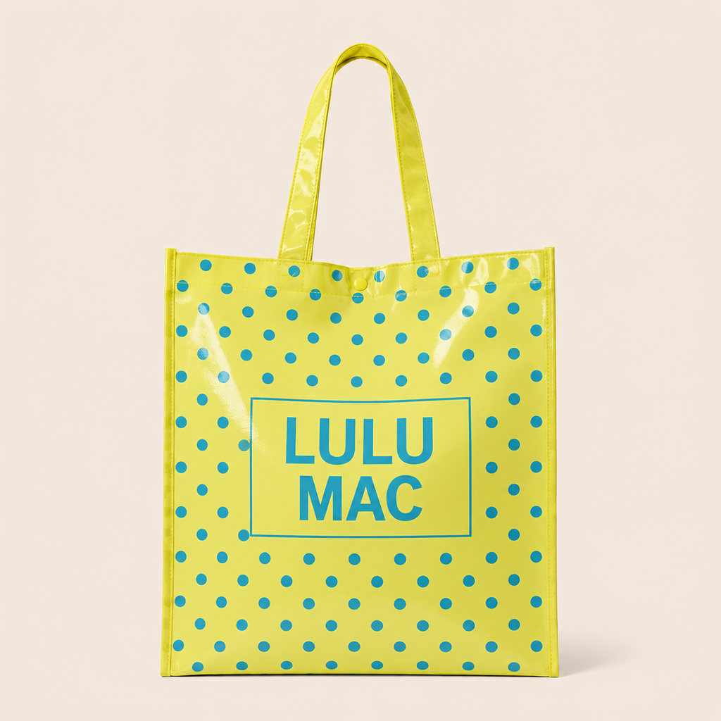 Lulu Mac Tote, Butter/Blue Dots