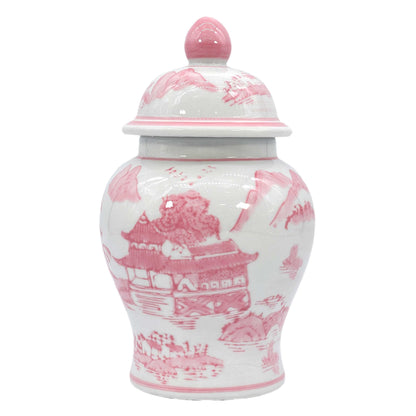 Chinoiserie Pink Decorative Ginger Jar 8"