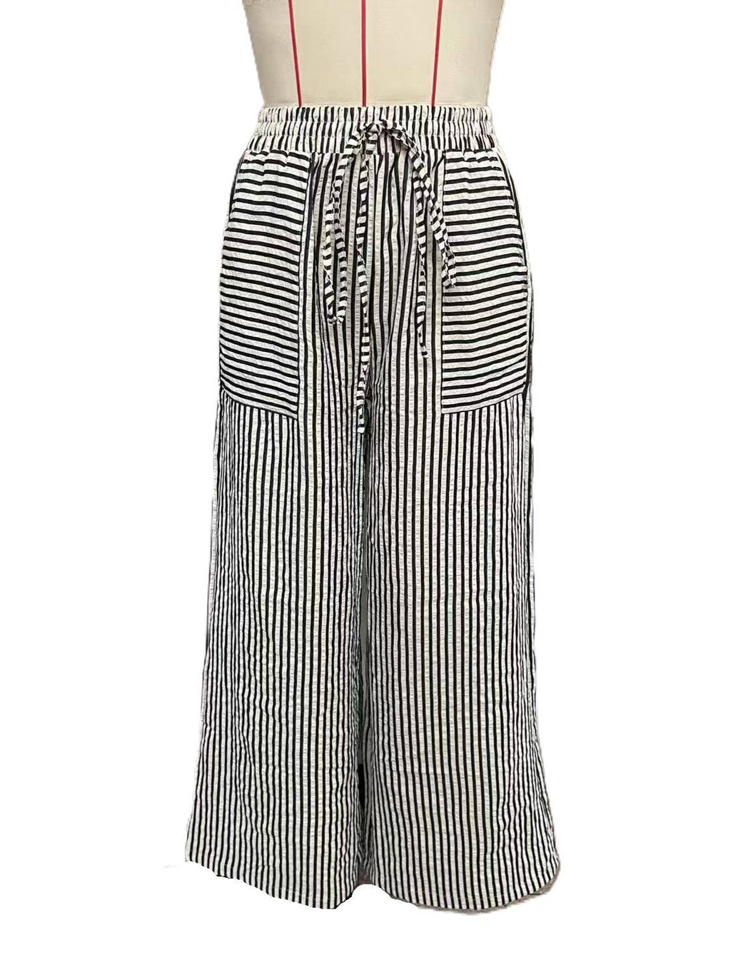 Striped Pants with Pockets Khaki