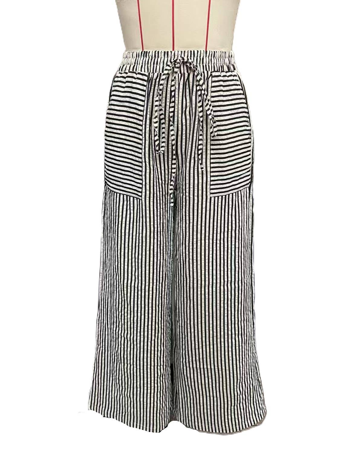 Striped Pants with Pockets Khaki
