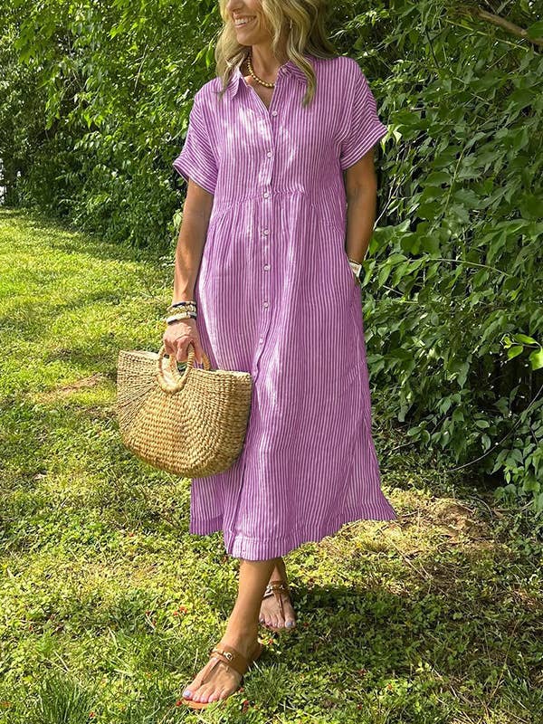 Striped Shirt Dress Pink