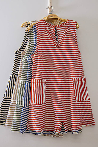 Red Striped Knit Romper