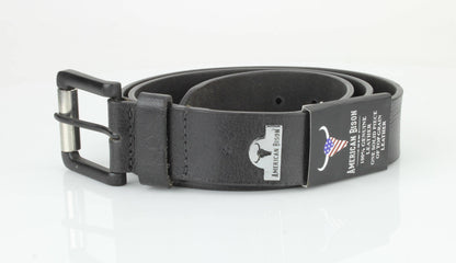 Full Grain Leather Belt with Bison Medallion Brown