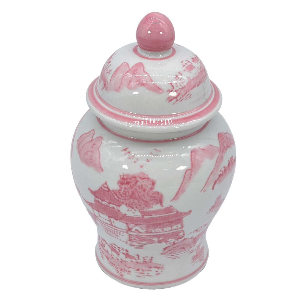 Chinoiserie Pink Decorative Ginger Jar 8"