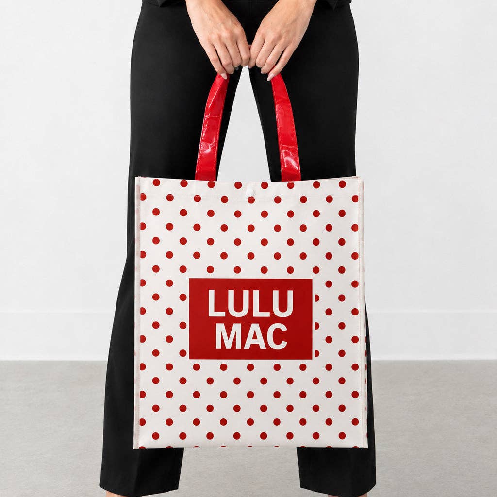 Lulu Mac Reusable Tote White/Red Dot