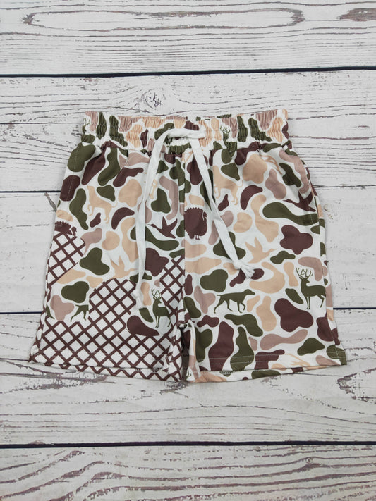 Boys Hunting Camo Printed Shorts